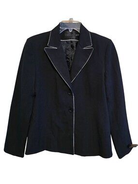 Black Blazer With Contrast Trim Classic look office wear Vintage elegant